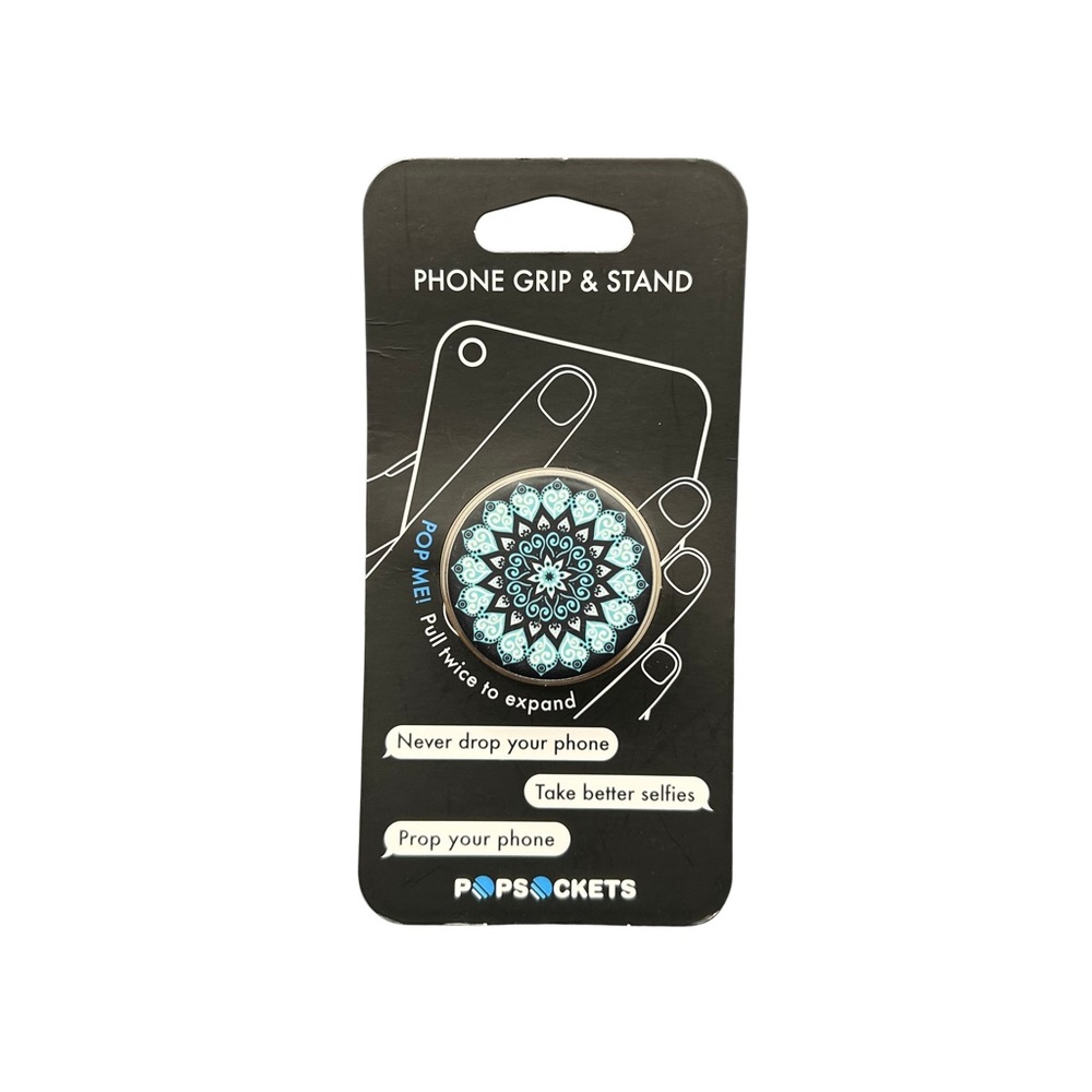 NWT PopSocket Black and Blue Mandala Phone Grip & Stand